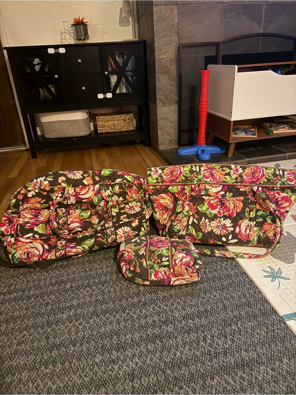 Vera Bradley Floral Quilted Bag Set in Brown, Pink & Green